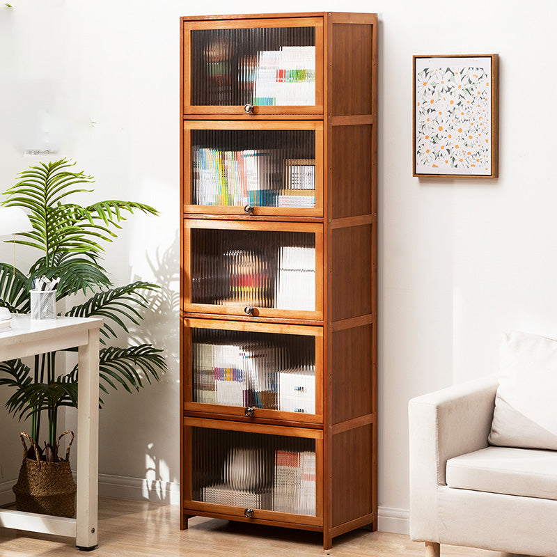 Contemporary Brown Accent Cabinet with Acrylic Doors Rectangle Cabinet