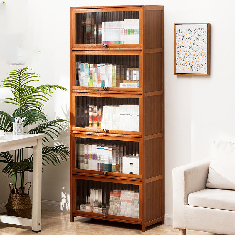 Contemporary Brown Accent Cabinet with Acrylic Doors Rectangle Cabinet