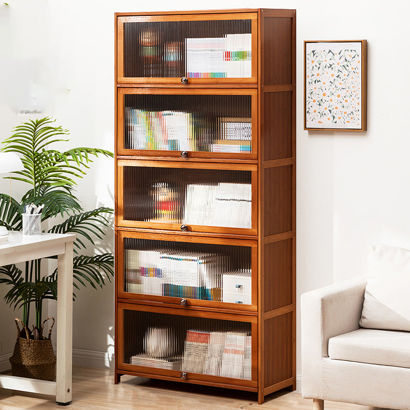 Contemporary Brown Accent Cabinet with Acrylic Doors Rectangle Cabinet