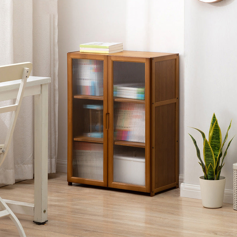 Contemporary Brown Accent Cabinet with Acrylic Doors Rectangle Cabinet