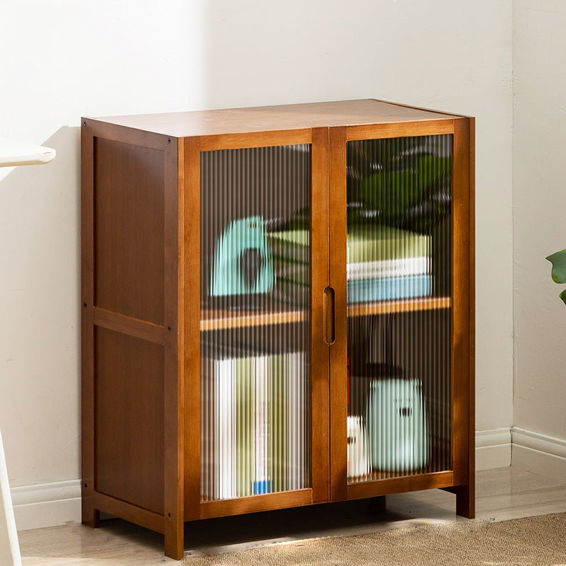 Contemporary Brown Accent Cabinet with Acrylic Doors Rectangle Cabinet