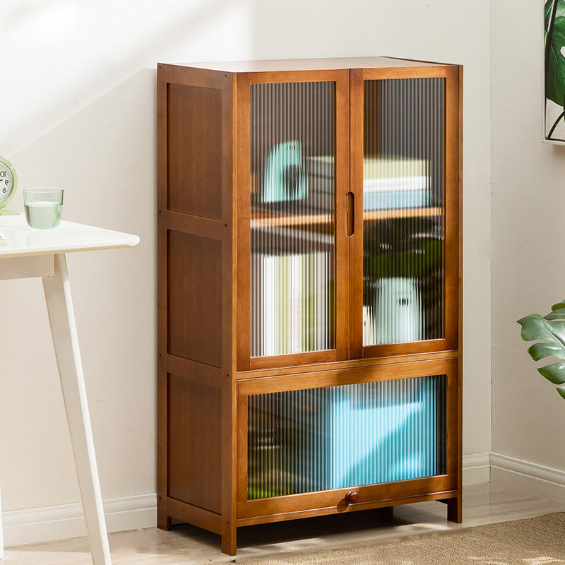 Contemporary Brown Accent Cabinet with Acrylic Doors Rectangle Cabinet
