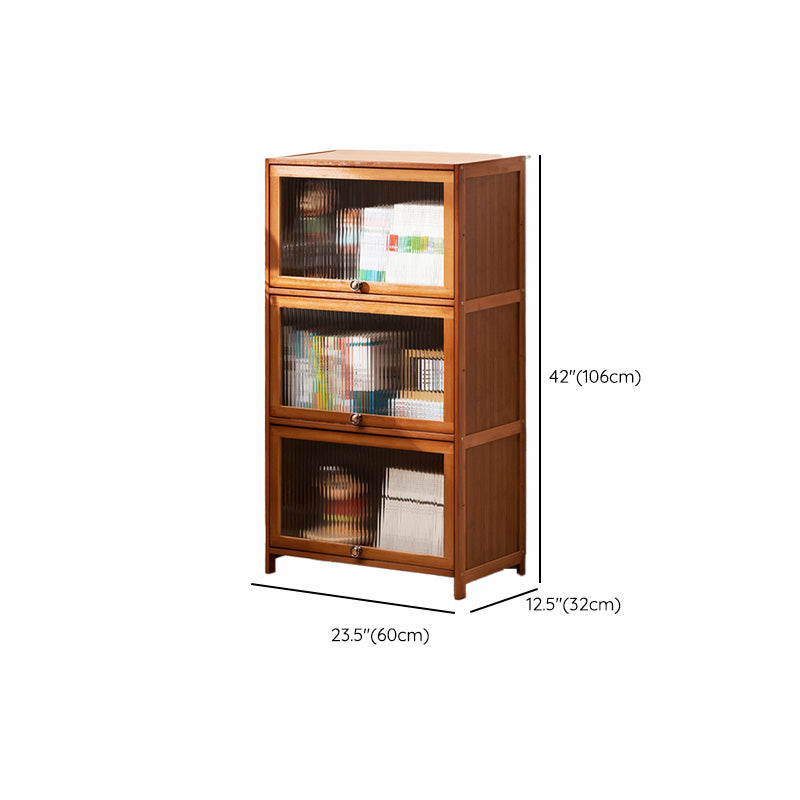 Contemporary Brown Accent Cabinet with Acrylic Doors Rectangle Cabinet