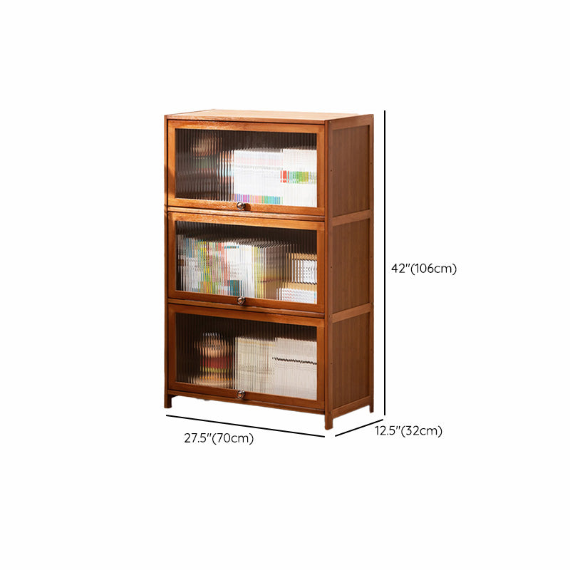 Contemporary Brown Accent Cabinet with Acrylic Doors Rectangle Cabinet
