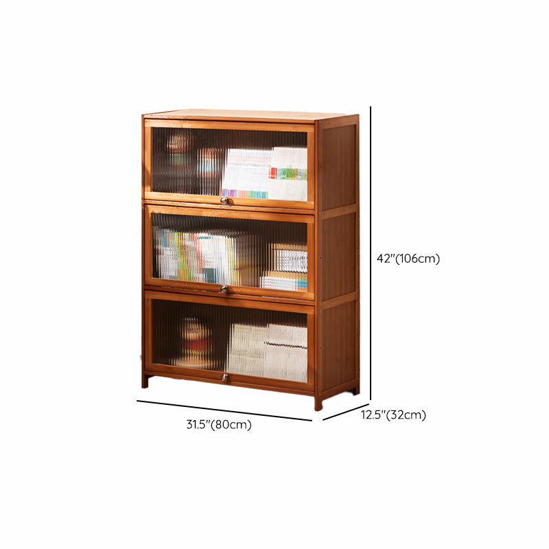 Contemporary Brown Accent Cabinet with Acrylic Doors Rectangle Cabinet