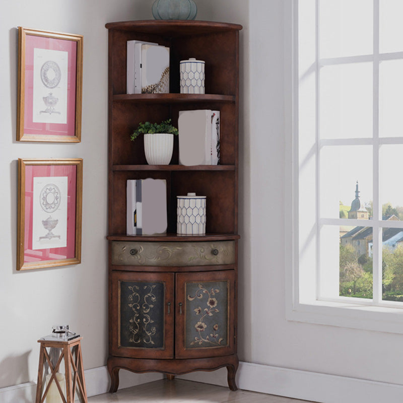 Mid-Century Modern Rectangle Accent Cabinet in Solid Wood with Door