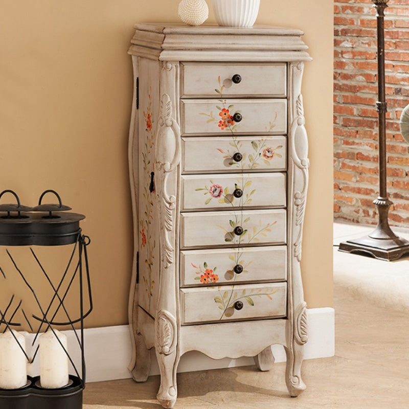 Industrial Side Cabinet in Solid Wood with 7 Drawers and 1 Door