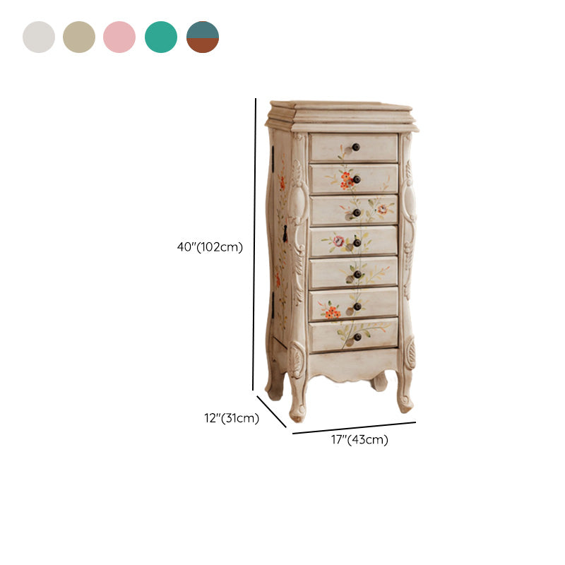 Industrial Side Cabinet in Solid Wood with 7 Drawers and 1 Door