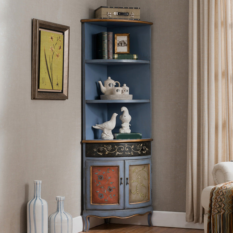 Mid-Century Modern Cabinet with Drawers and Doors in Distressed Wood