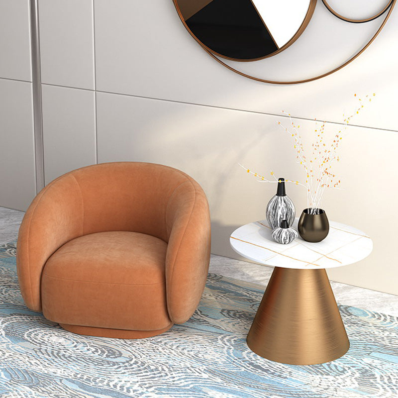 Upholstered Barrel Accent Chair Modern Style Orange Barrel Chair