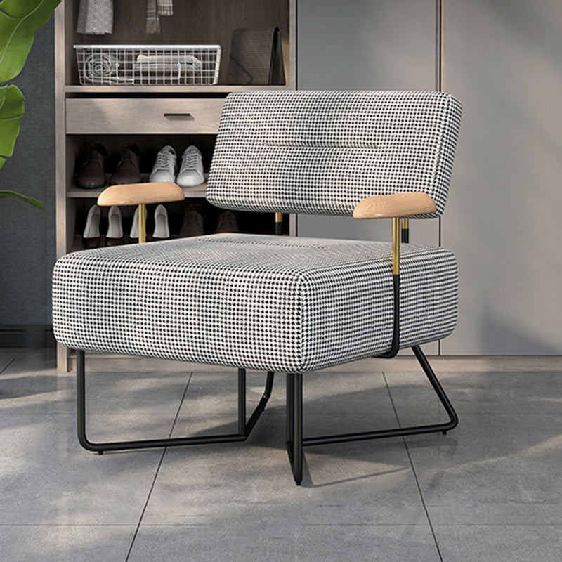Industrial Arm Chair Houndstooth with Fabric Seat Cross Fixed Back Armchair