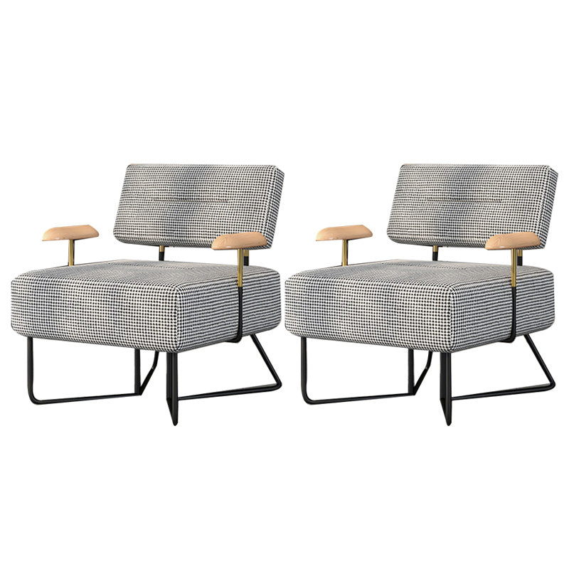 Industrial Arm Chair Houndstooth with Fabric Seat Cross Fixed Back Armchair