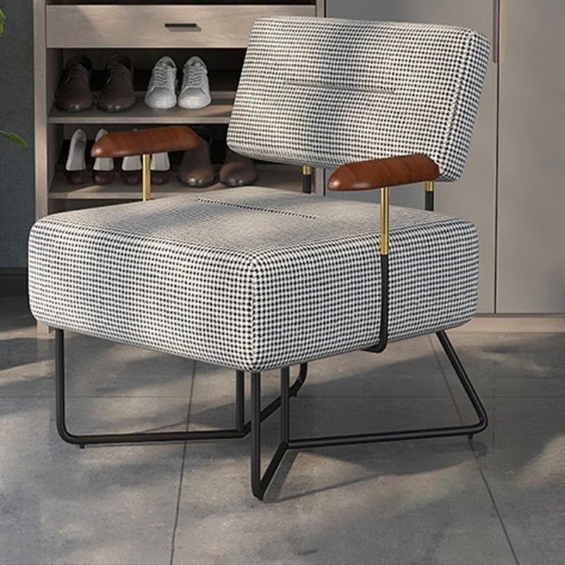 Industrial Arm Chair Houndstooth with Fabric Seat Cross Fixed Back Armchair