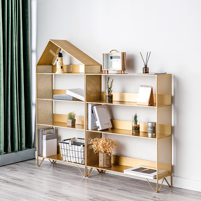 Metal Standard Bookcase Open Back Glam Bookshelf with Shelves
