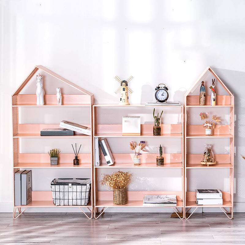 Metal Standard Bookcase Open Back Glam Bookshelf with Shelves