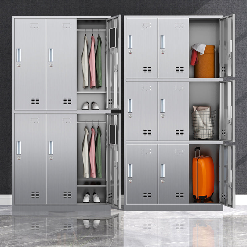 Chrome Steel Cabinet for Bathroom Modern Indoor Storage Cabinet with Hinged Doors