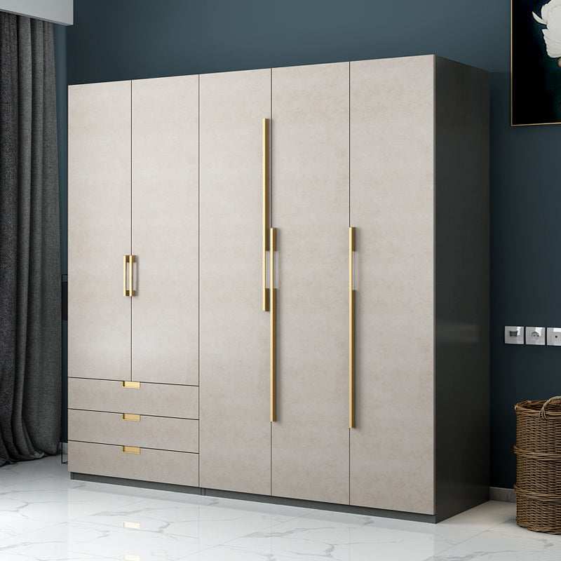Engineered Wood Wardrobe Closet with Shelves Modern Wardrobe Cabinet