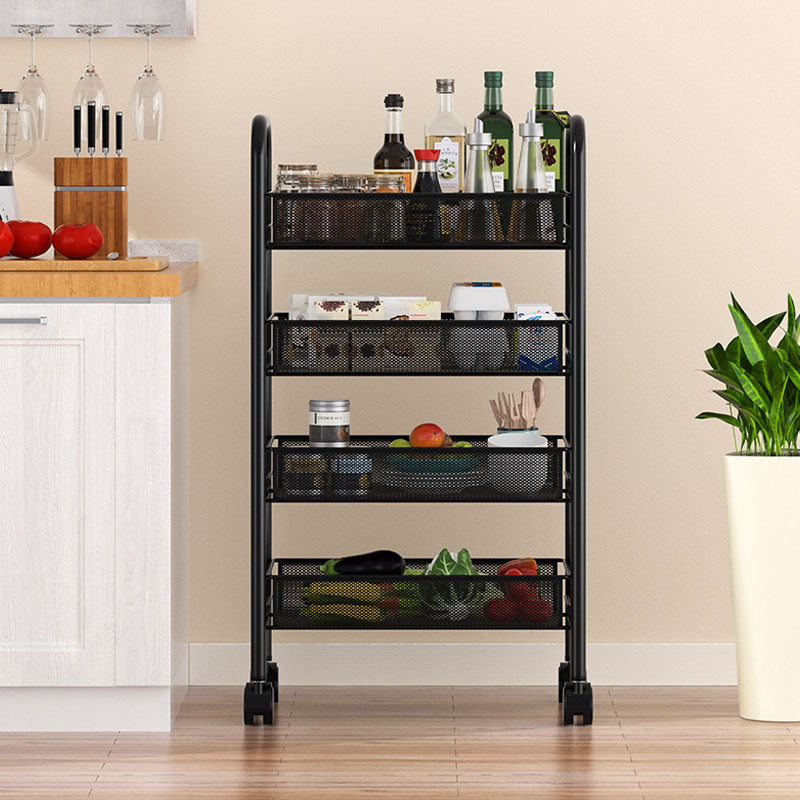 Metal Dining Room Prep Table Open Shelves Rolling Kitchen Trolley