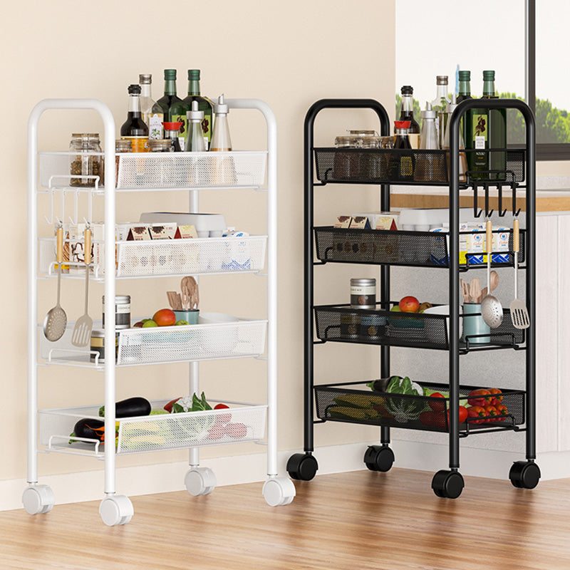 Metal Dining Room Prep Table Open Shelves Rolling Kitchen Trolley
