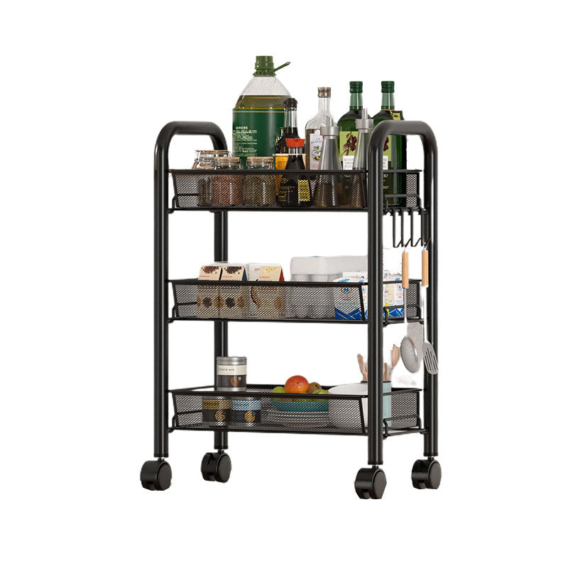 Metal Dining Room Prep Table Open Shelves Rolling Kitchen Trolley