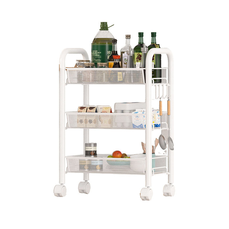 Metal Dining Room Prep Table Open Shelves Rolling Kitchen Trolley