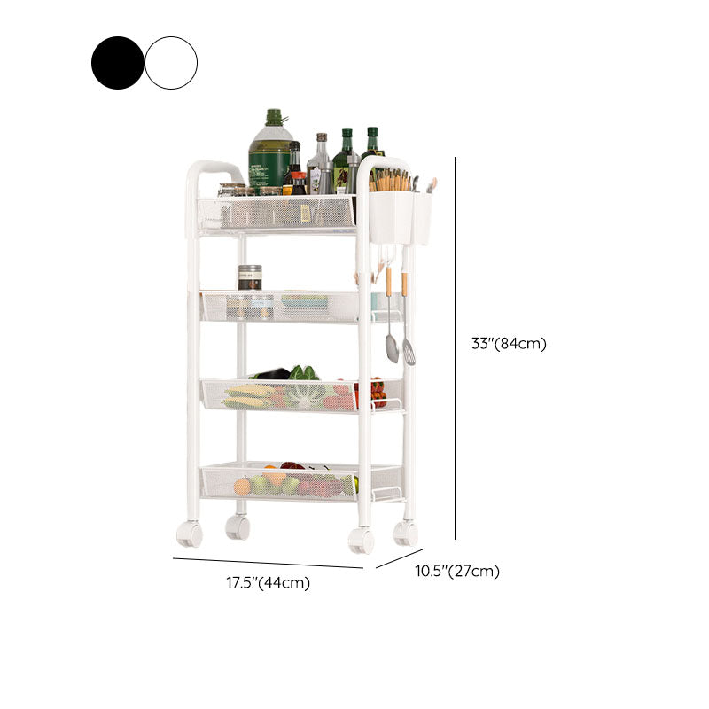 Metal Dining Room Prep Table Open Shelves Rolling Kitchen Trolley