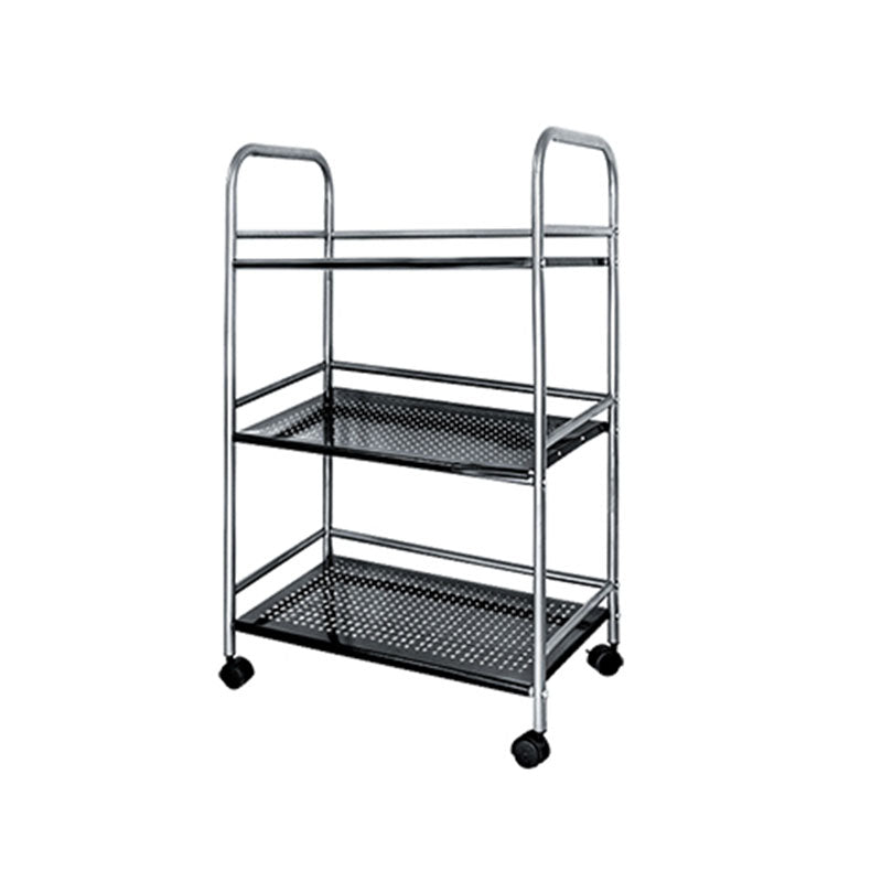 Open Shelves Kitchen Trolley Home Dining Modern Prep Table with Casters