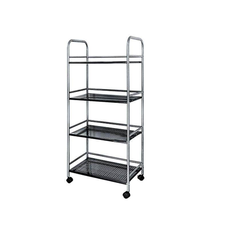 Open Shelves Kitchen Trolley Home Dining Modern Prep Table with Casters