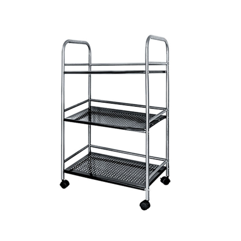Open Shelves Kitchen Trolley Home Dining Modern Prep Table with Casters