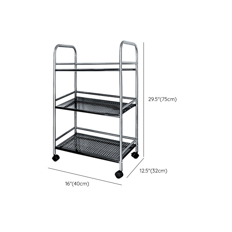 Open Shelves Kitchen Trolley Home Dining Modern Prep Table with Casters