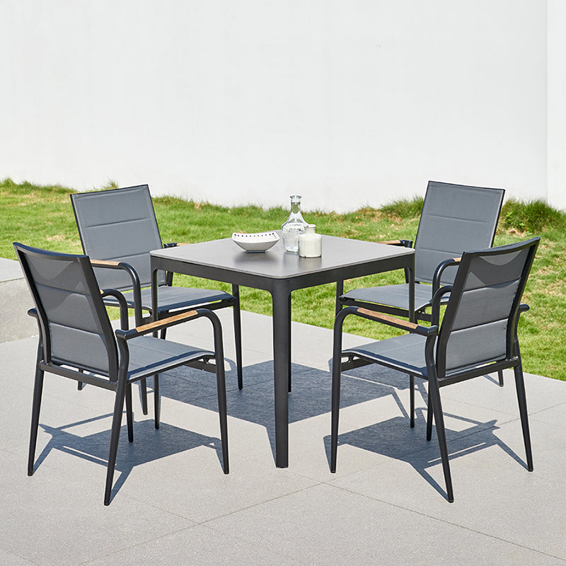 Industrial Scratch Resistant Dining Set Gray Metal Dining Table