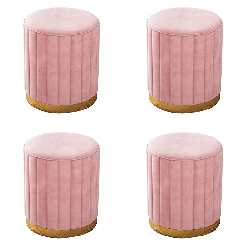 Glam Pouf Ottoman Velvet Upholstered Solid Color Cylinder Shape Ottoman
