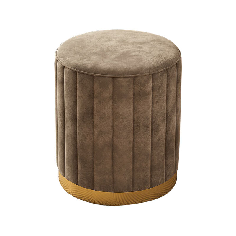 Glam Pouf Ottoman Velvet Upholstered Solid Color Cylinder Shape Ottoman
