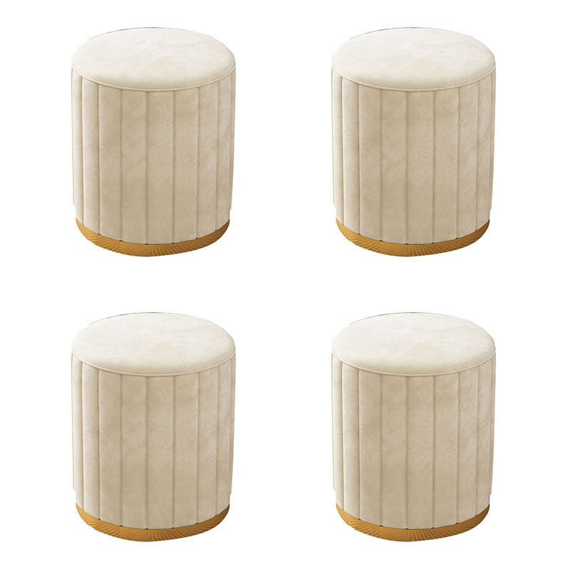 Glam Pouf Ottoman Velvet Upholstered Solid Color Cylinder Shape Ottoman