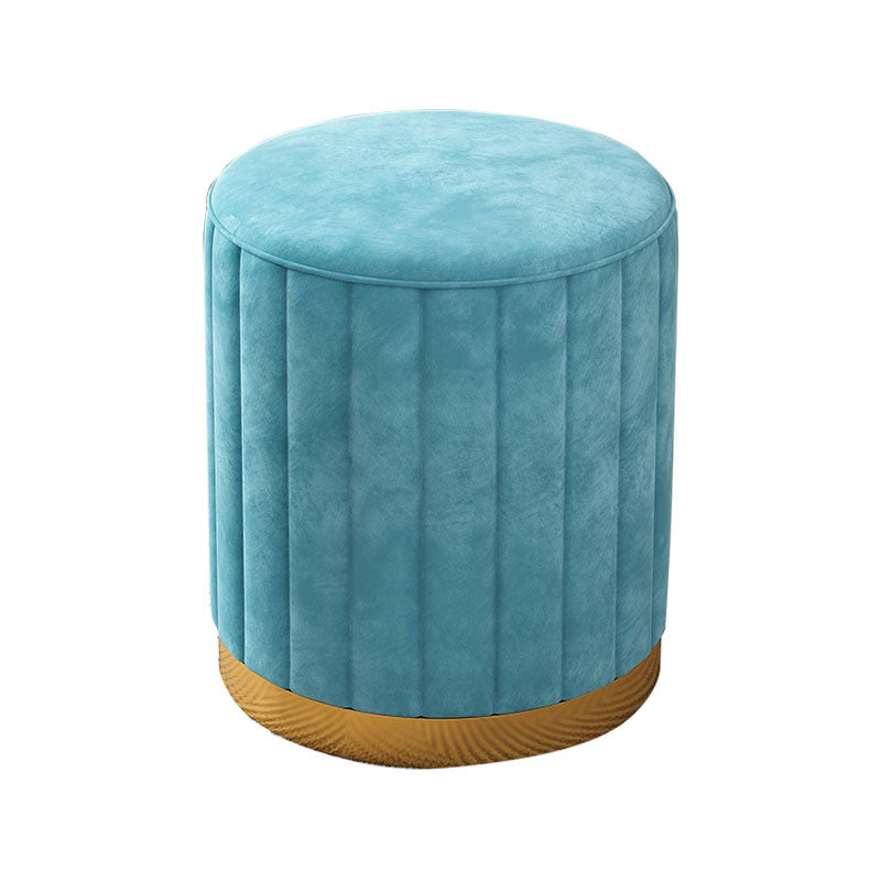 Glam Pouf Ottoman Velvet Upholstered Solid Color Cylinder Shape Ottoman