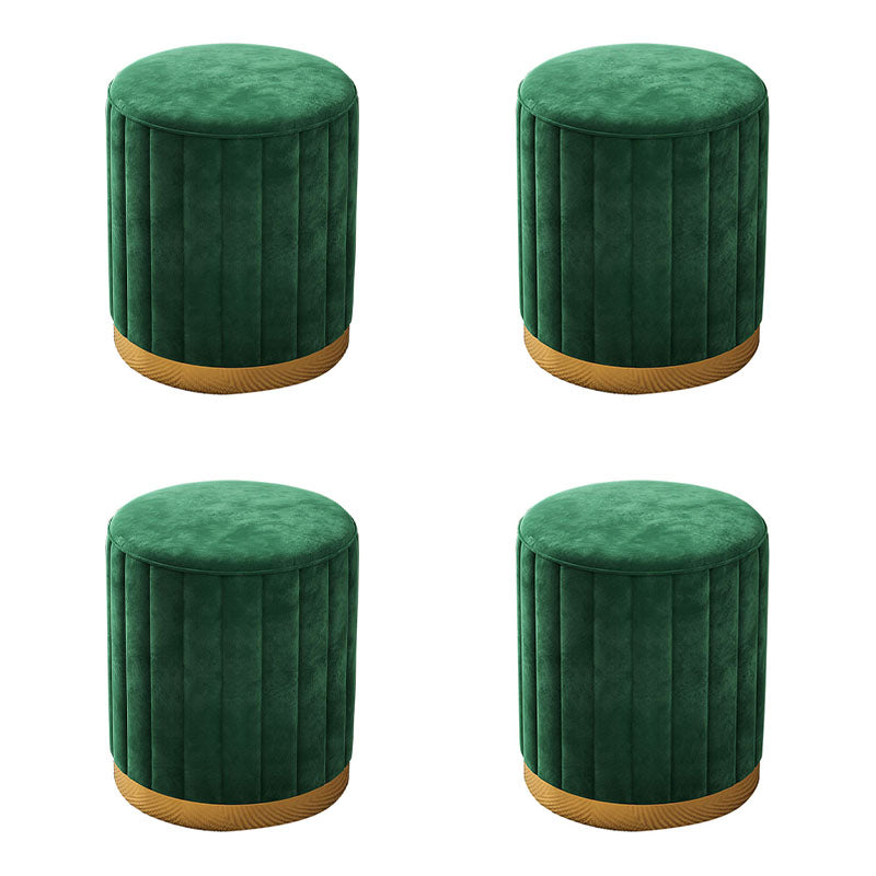 Glam Pouf Ottoman Velvet Upholstered Solid Color Cylinder Shape Ottoman