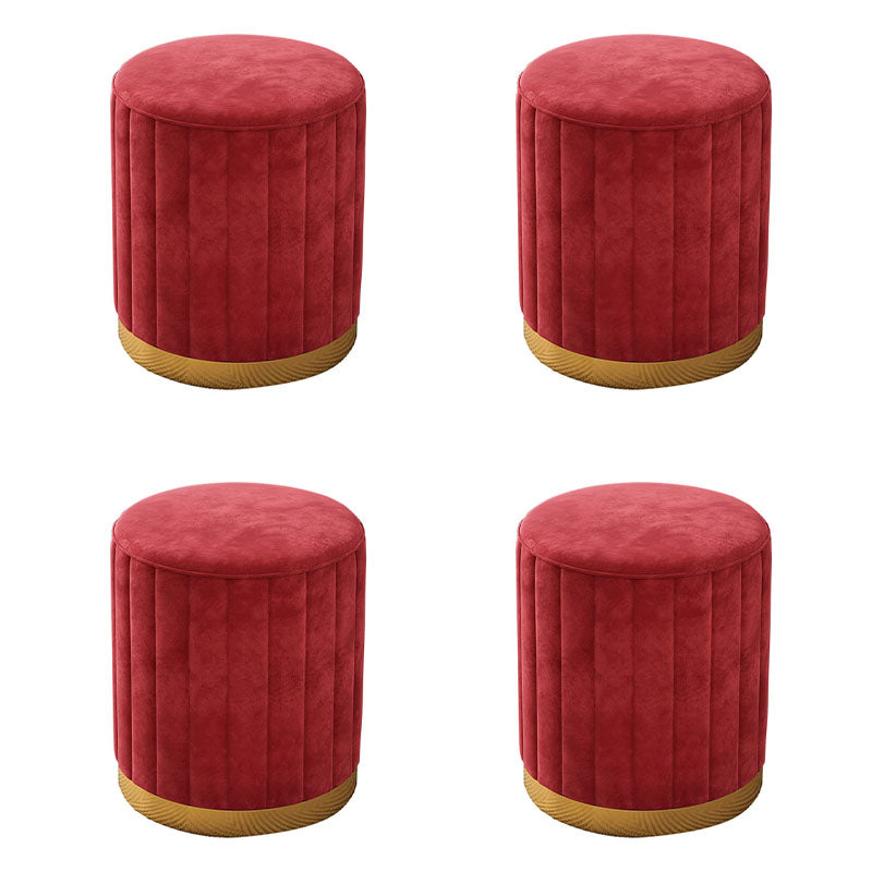 Glam Pouf Ottoman Velvet Upholstered Solid Color Cylinder Shape Ottoman