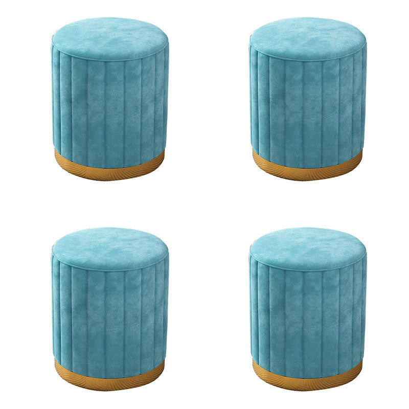 Glam Pouf Ottoman Velvet Upholstered Solid Color Cylinder Shape Ottoman