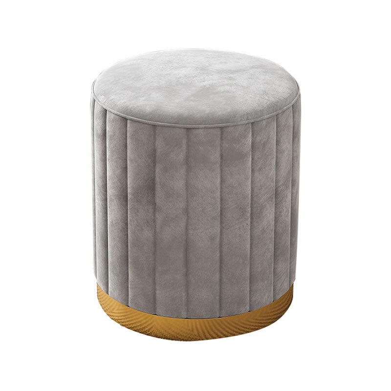 Glam Pouf Ottoman Velvet Upholstered Solid Color Cylinder Shape Ottoman