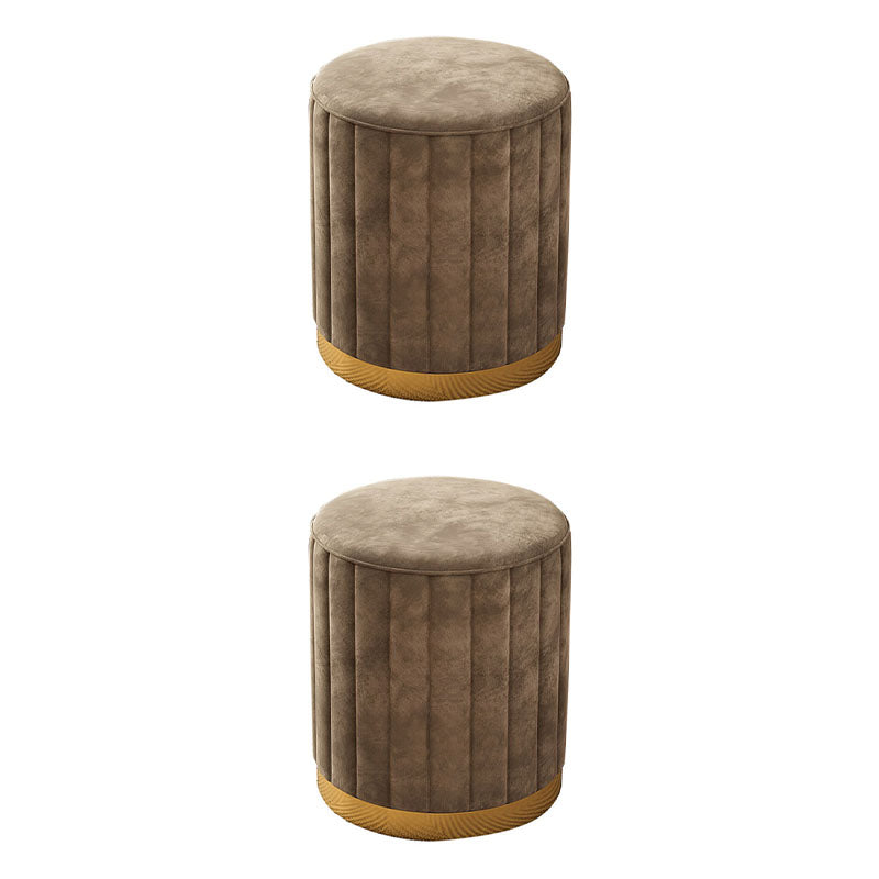Glam Pouf Ottoman Velvet Upholstered Solid Color Cylinder Shape Ottoman