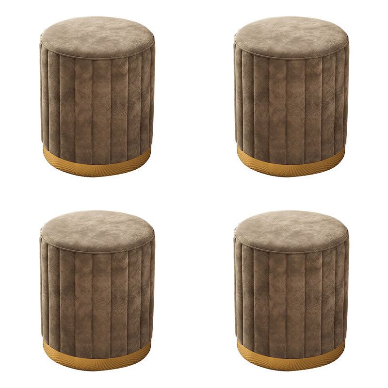 Glam Pouf Ottoman Velvet Upholstered Solid Color Cylinder Shape Ottoman