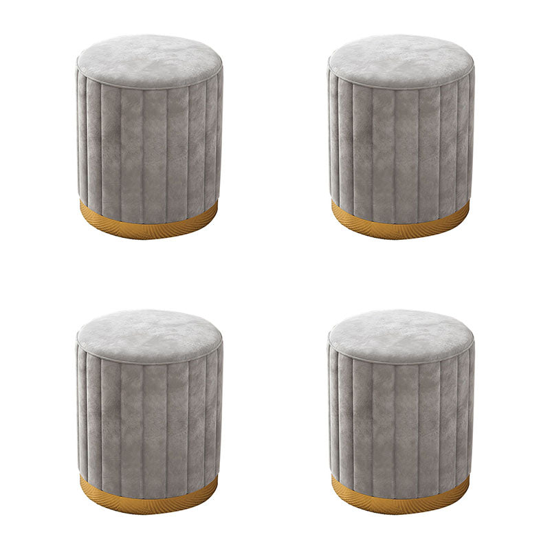Glam Pouf Ottoman Velvet Upholstered Solid Color Cylinder Shape Ottoman