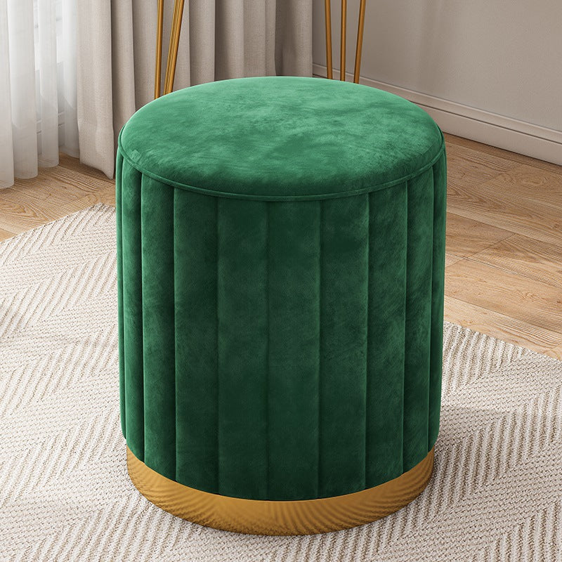 Glam Pouf Ottoman Velvet Upholstered Solid Color Cylinder Shape Ottoman