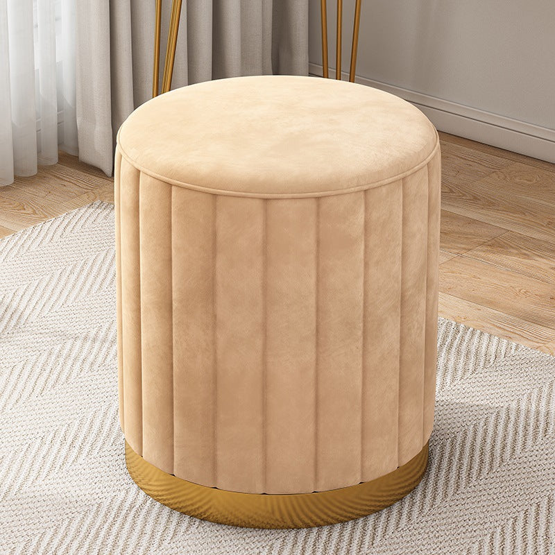 Glam Pouf Ottoman Velvet Upholstered Solid Color Cylinder Shape Ottoman