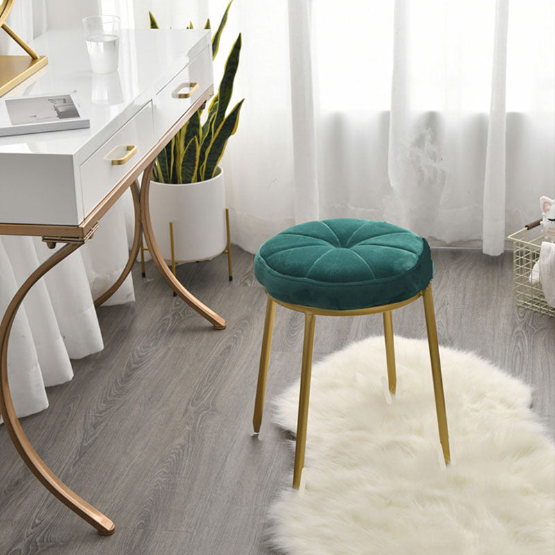 Velvet Upholstered Ottoman Velvet Colored Flower Shape Metal Frame Ottoman