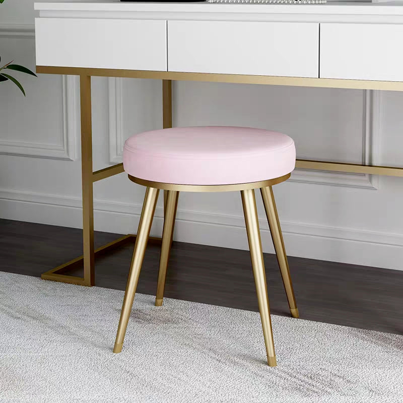 Velvet Upholstered Ottoman Velvet Colored Flower Shape Metal Frame Ottoman