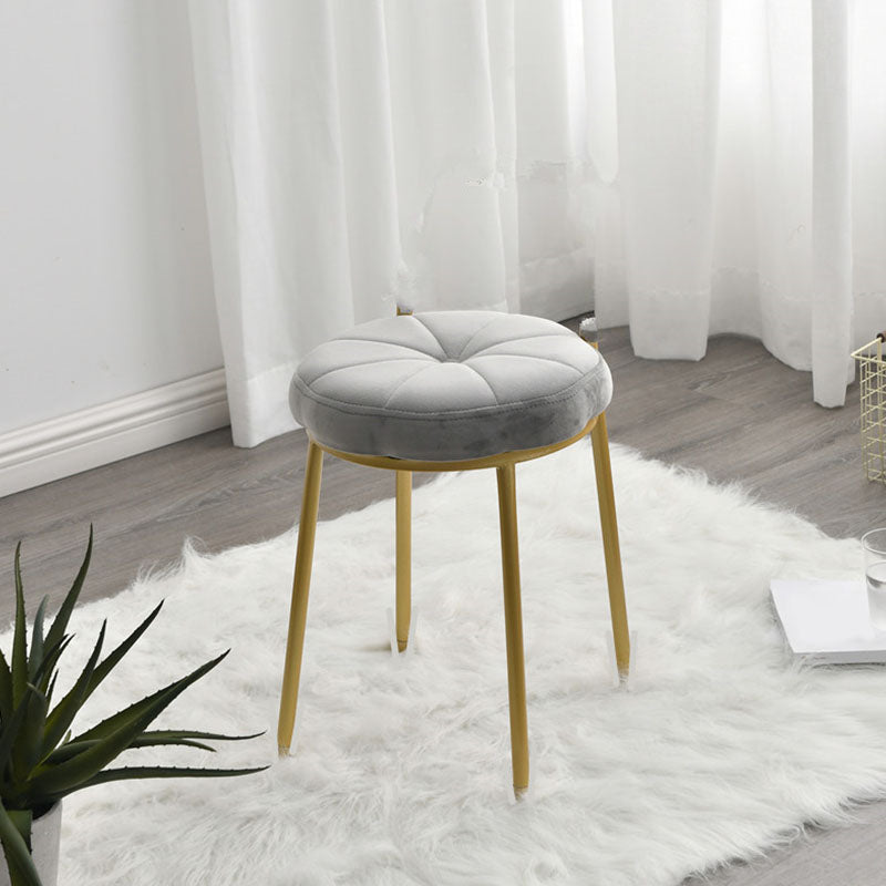 Velvet Upholstered Ottoman Velvet Colored Flower Shape Metal Frame Ottoman