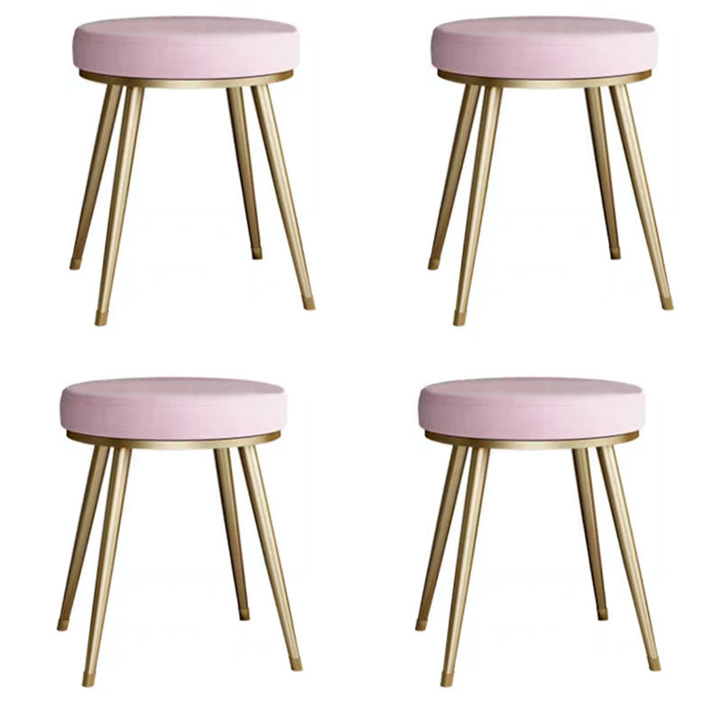 Velvet Upholstered Ottoman Velvet Colored Flower Shape Metal Frame Ottoman