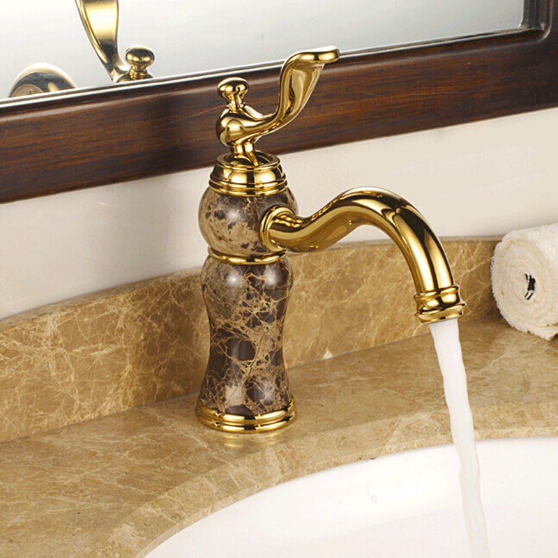Luxury Bathroom Faucet Brass Lever Handle Low Arc Vessel Faucet