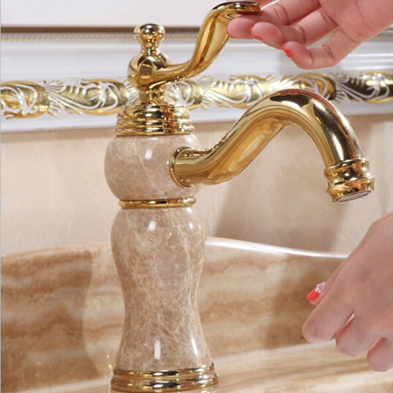 Luxury Bathroom Faucet Brass Lever Handle Low Arc Vessel Faucet